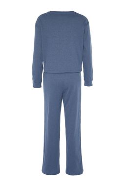 Lacivert Fitilli Orme Pijama Tak?m? THMAW21PT0009
