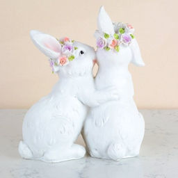 Цена за 2 шт. Фигурка Кролики с цветами 16х10х17 см / TX-4 /уп 48/Пасха - Галеонтрейд фото 2