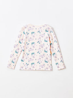 Bisiklet Yaka Bask?l? Uzun Kollu K?z ?ocuk Pijama Tak?m?