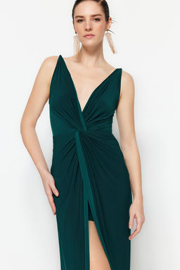 TRENDYOLMILLA Mor Astarl? Orme Uzun S?k Abiye Elbise TPRSS19UT0099 фото 11