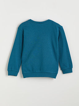 Bisiklet Yaka Bask?l? Erkek ?ocuk Sweatshirt