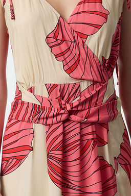 TRENDYOLMILLA Camel Leopar Desenli Kruvaze Y?rtmac Detayl? Maxi Dokuma Elbise TWOSS23EL01892  фото 10