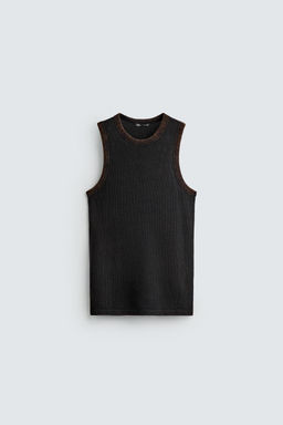 CAMISETA TANK ESTRUCTURA CALADOS / Tostado - Zara фото 6