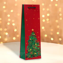 Пакет подарочный новогодний под бутылку, упаковка «Ёлка», 12×36×8.5 см