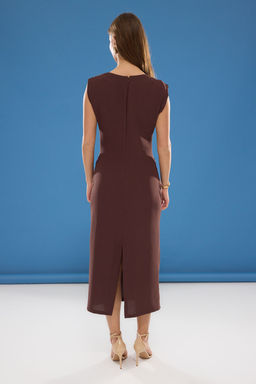 TRENDYOLMILLA Yag Yesil Vucudu Saran Buzgulu Aksesuar Detayl? Midi Dokuma Elbise TWOSS25EL00120 фото 4