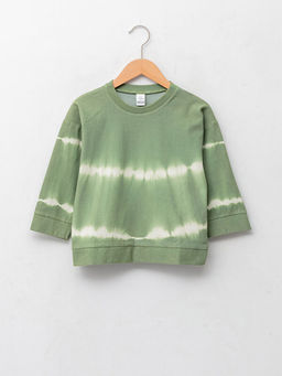 Bisiklet Yaka Uzun Kollu Batik Desenli Erkek Bebek Sweatshirt