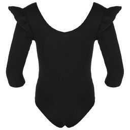Купальник гимнастический Grace Dance, крылышко, с рукавом 3/4, р. 32, цвет чёрный  фото 5