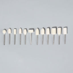 Фрезы войлочные для маникюра в пластиковом органайзере, 12 шт.