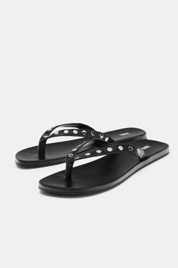 SANDALIA PIEL TACHAS / Negro - Zara фото 4