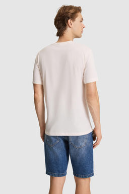 Erkek Krem Regular Fit Bisiklet Yaka Ti__rt