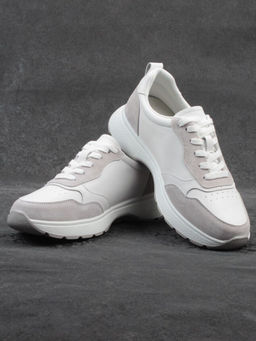 03-YC527-2 WHITE/GRAY Кроссовки женские (натуральная кожа)