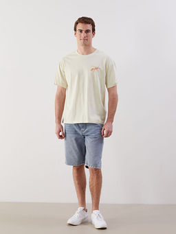 Bisiklet Yaka Bask?l? Penye Erkek Ti??rt