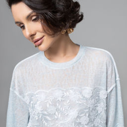 Футболка с объемным декором, Буду тебе сниться (голубой меланж) - Charutti фото 25