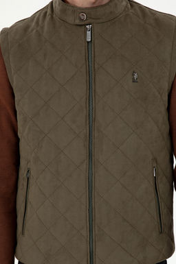 Мужская кожаная куртка цвета хаки - U.s. polo assn фото 6