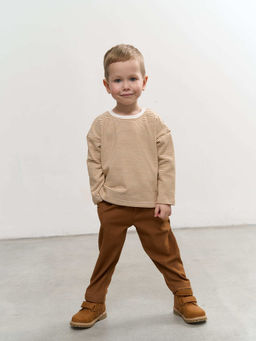 Лонгслив Полоска Экрю с начесом 0+ - Bungly фото 3