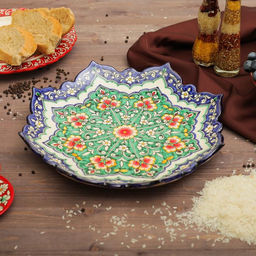 Ляган Риштанская Керамика «Цветы», 32 см, рифлёный, разноцветный