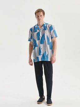 Regular Fit K?sa Kollu Desenli Erkek G?mlek