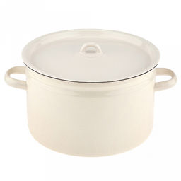Пикник Кастрюля эмалированная 7л, форма цилиндрическая, металлическая крышка, металлические ручки, жемчужный (Россия) - Домашняя мода фото 4