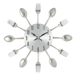Часы настенные интерьерные «Столовые приборы», серия: Кухня, дискретный ход, d=31 см, циферблат 13.5 см