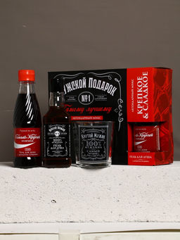 Подарочный набор «Мужской подарок», гель для душа виски, гель для душа кола, стакан для виски, Чистое счастье