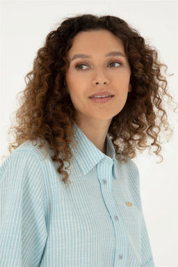 U. S. Polo Assn / Женская голубая рубашка с длинным рукавом - U.s. polo assn фото 2