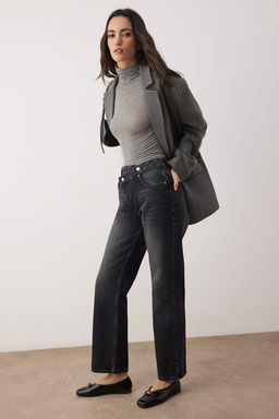 Mavi Yuksek Bel Asimetrik Kapama Straight Jeans TWOAW26JE00132 - Trendyolmilla фото 11