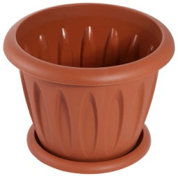 Цена за 4 шт. Горшок для цветов пластиковый 0,4л d-10,5см "Фелиция" с поддоном терракотовый С101Т