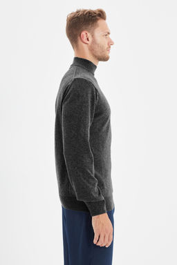 TRENDYOL MAN Bej Slim Fit Yunlu Yar?m Bal?kc? Yaka Basic Triko Kazak TMNAW21KZ1595 - Trendyolmilla фото 6