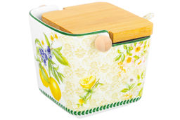 Банка для сыпучих продуктов 300 мл 12*9,5*9 см Лимоны с откидной бамбук.крышкой NEW BONE CHINA - Elan gallery фото 7