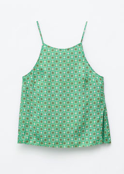 Top de seda con ribetes en contraste