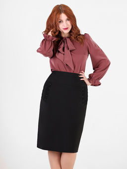 Юбка-карандаш черная офисная женская