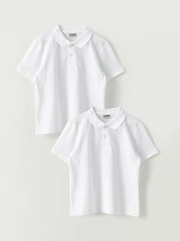 Polo Yaka Basic K?sa Kollu Pamuklu Erkek ?ocuk Ti??rt 2li