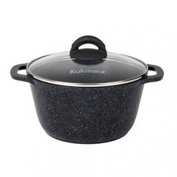 ЛА_АП_GRANIT (black) Кастрюля 4,5л со стекл крышкой, арт. кгч45а