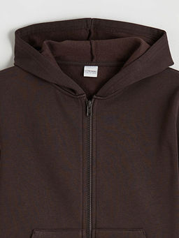 Kap??onlu Erkek ?ocuk Fermuarl? Sweatshirt