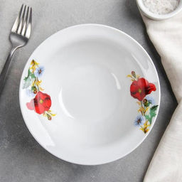 Ф_Миска 550мм ф653 Идиллия "Маки красные" арт. ДБ_4С0329/1 /ДОБРУШСКИЙ