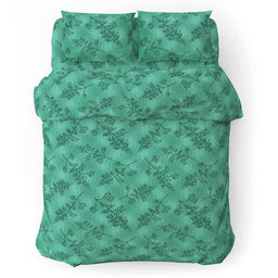 Пододеяльник на кнопках Евро Макси "Ботаника" зеленый 240х215см, поплин "Комфорт" 115г/м2, хлопок 100%, упаковка "классическая" ПВХ 28х41см, "Домашняя мода" (Россия)