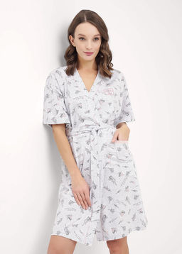 CLE LX15-1171 Халат жен. меланж св.серый/т.серый - Clever wear фото 2
