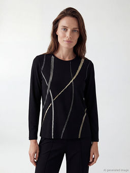 Bisiklet Yaka Desenli Bluz