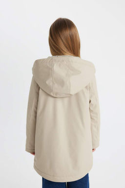 Водоотталкивающий плащ с капюшоном для девочек - Defacto фото 7