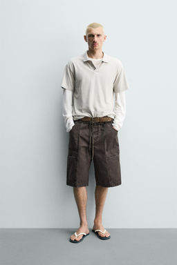 BERMUDA BAGGY FIT CINTUR?N / Marr?n