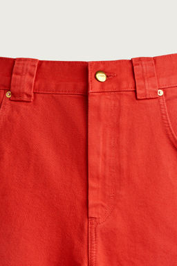 BERMUDA RELAXED FIT ALGOD?N / Blanco / Rojo - Zara фото 8