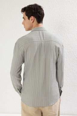 TRENDYOL MAN Haki Regular Fit Dusuk Omuzlu Dokulu Gomlek TMNSS25GO00011 - Trendyolmilla фото 5