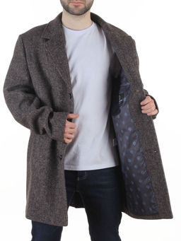 475627962 BROWN/GRAY Пальто Френч демисезонное мужское (65% шерсть, 35% кашемир)