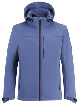Ветровка мужская софтшелл виндстоппер с капюшоном спортивная синего цвета 9615_1S