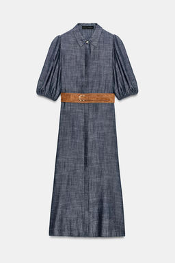 VESTIDO MIDI CINTUR?N / ?ndigo - Zara фото 7