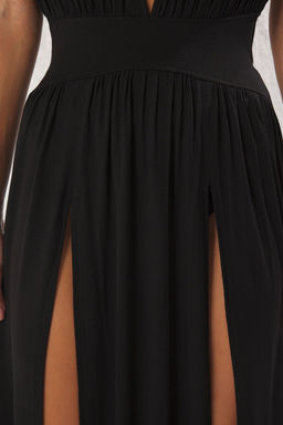 TRENDYOLMILLA Ekru Maxi Orme Derin Dekolteli Y?rtmacl? Plaj Elbisesi TBESS25EL00078  фото 3