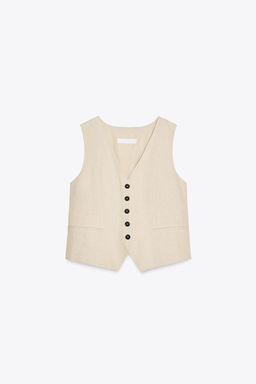 LINEN BLEND TAILORED WAISTCOAT - Zara фото 7