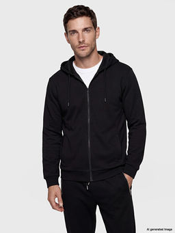 Kap??onlu Erkek Fermuarl? Sweatshirt
