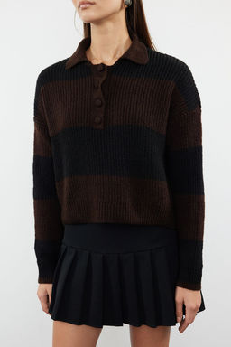 Tas Crop Yumusak Dokulu Renk Bloklu Triko Kazak TWOAW22KZ0226 - Trendyolmilla фото 11