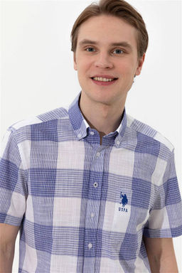 U. S. Polo Assn / Мужская синяя рубашка с коротким рукавом - U.s. polo assn фото 8